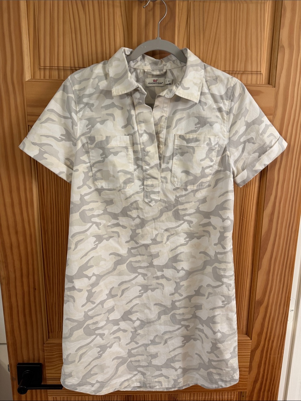 Vineyard Vines Women's Short-Sleeve Camo Dress - White & Light Gray